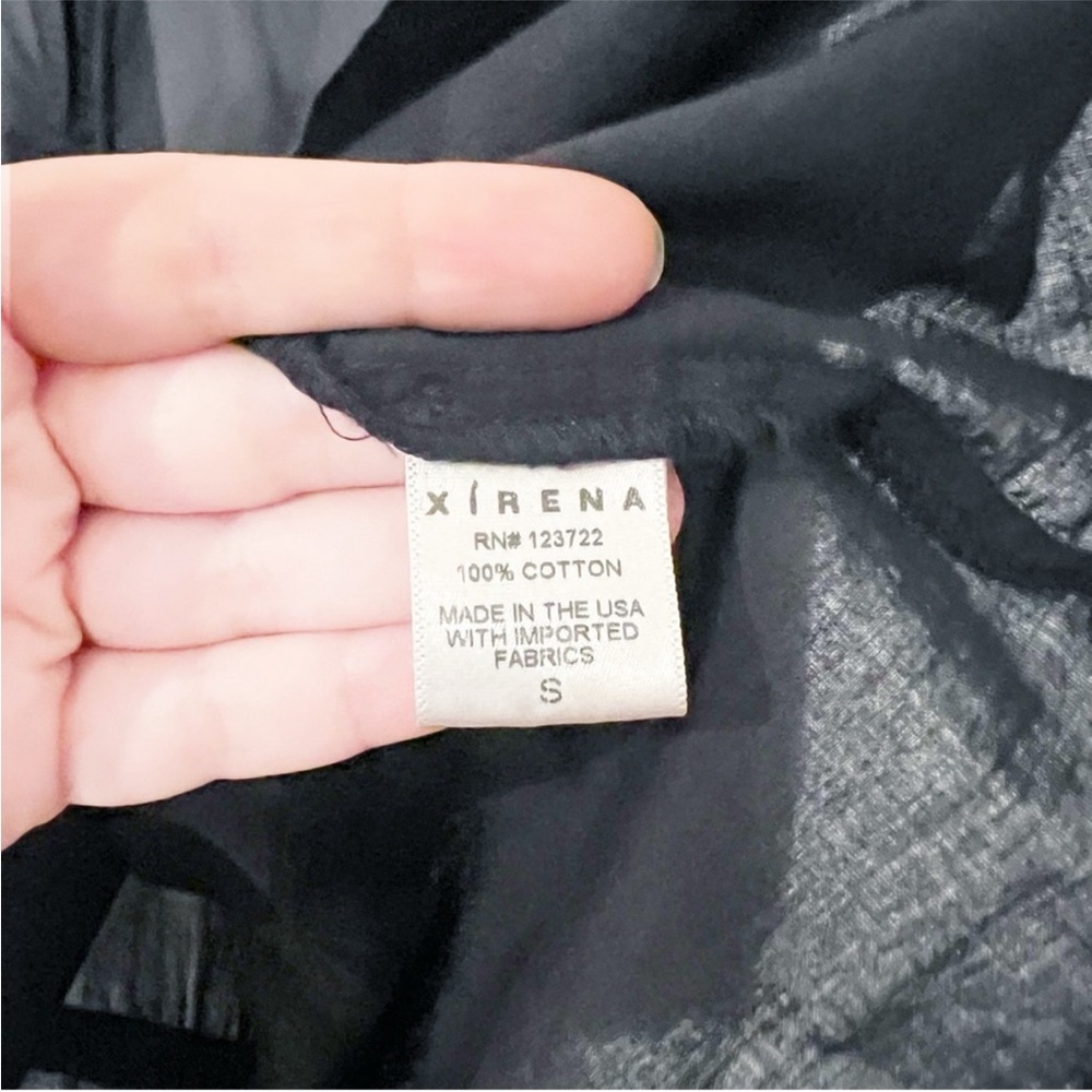 Xirena Ameli Tie Neck Keyhole cotton black gathered lightweight black top small - Picture 7 of 7